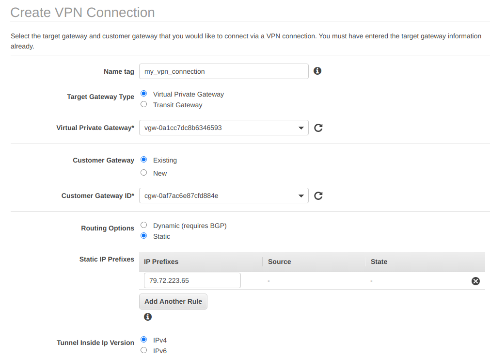 Create VPN Connection